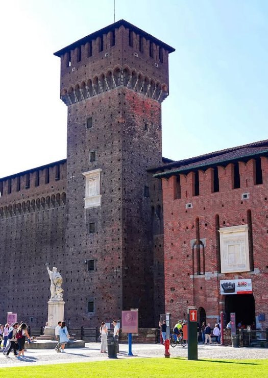 A square brick tower above the Cortile delle Armi