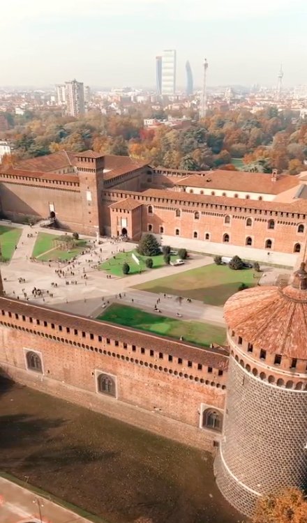 Piazza d'Armi parade ground at Castello Sforzesco, aerial view