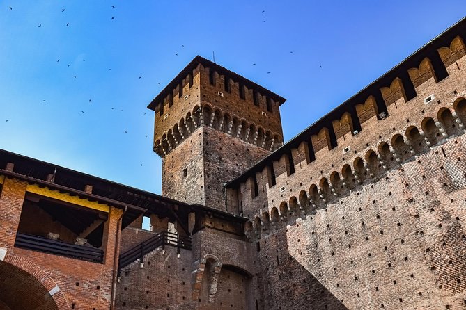 The castle's battlements and a square corner tower